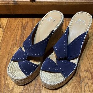 Marc Fisher Studded Navy Wedges